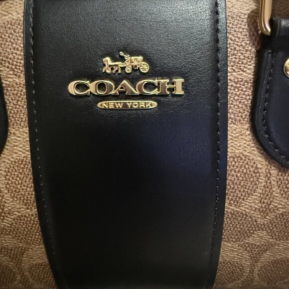 Rowan Satchel Bag In Signature Canvas with Black Leather Stripe - Picture 3 of 12